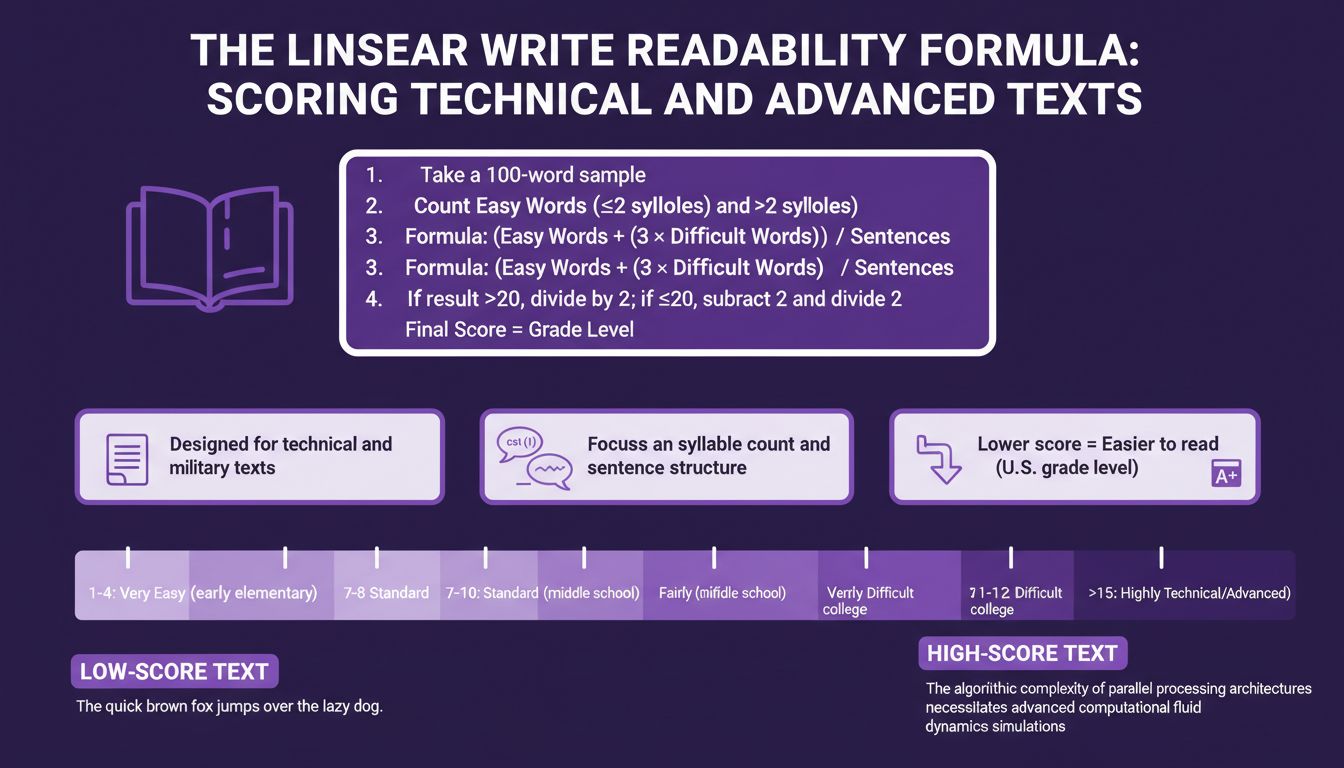 The Linsear Write Readability Formula: Scoring Technical and Advanced Texts